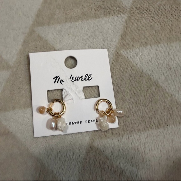 Madewell Mother of Pearl Charm Huggie Hoop Earrings - Picture 3 of 4